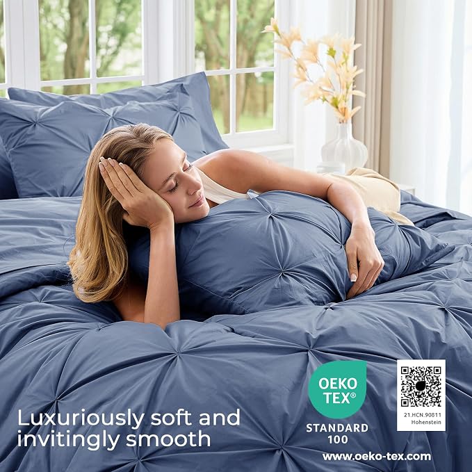 Sasttie Full Size Comforter Set, 7-Piece Bed in a Bag, Pintuck Bedding Set - Image 3