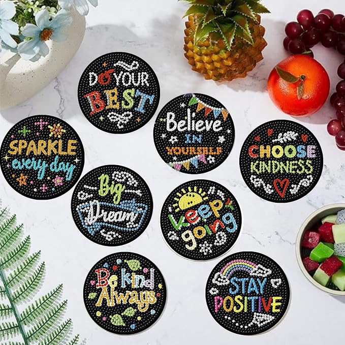 Gemozaic 8PCS Inspirational Diamond Art Coasters Kit - Image 3