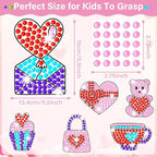 Qyeahkj 6 Pcs Valentine's Day Arts Crafts DIY Heart Bear Gem Diamond Suncatcher - Image 3