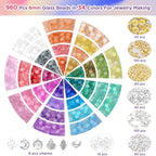 Funtopia 6mm Glass Beads Bracelet Making Kit, 34 Colors Round Crystal Beads - Image 2