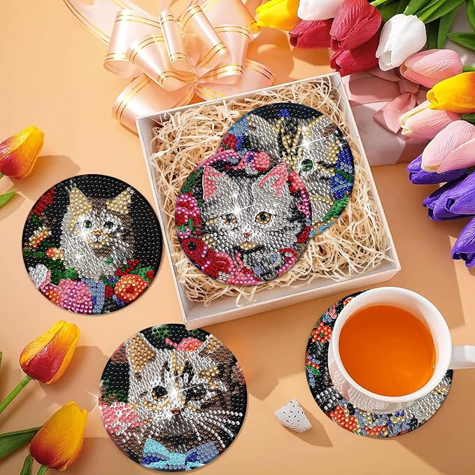 EWJRNSF 6 PCS Diamond Art Coasters Kit - Image 7