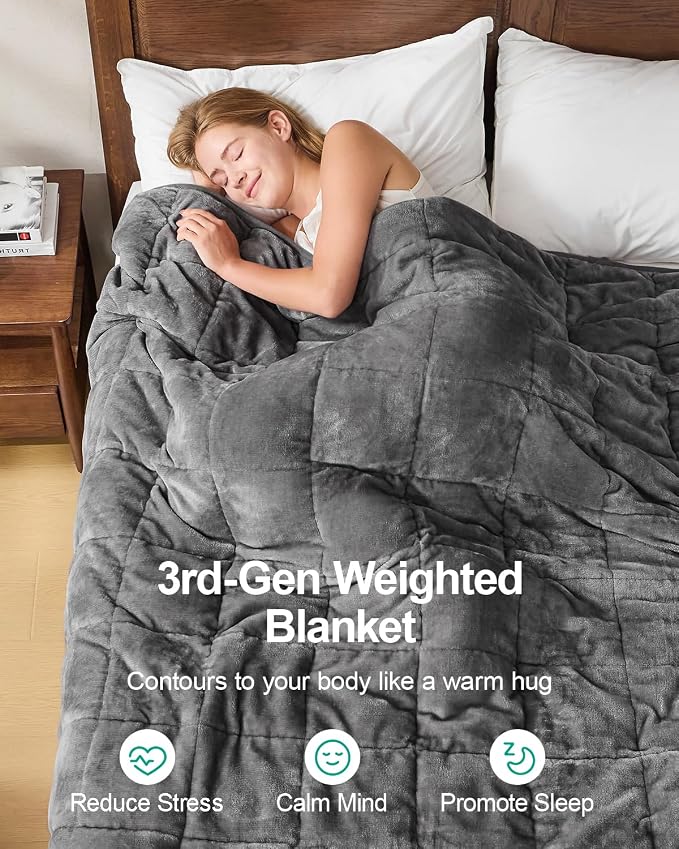 Super Fuzzy Soft Sherpa Fleece Weighted Blanket, 12 lbs Dual Sided Fluffy Heavy - Image 2