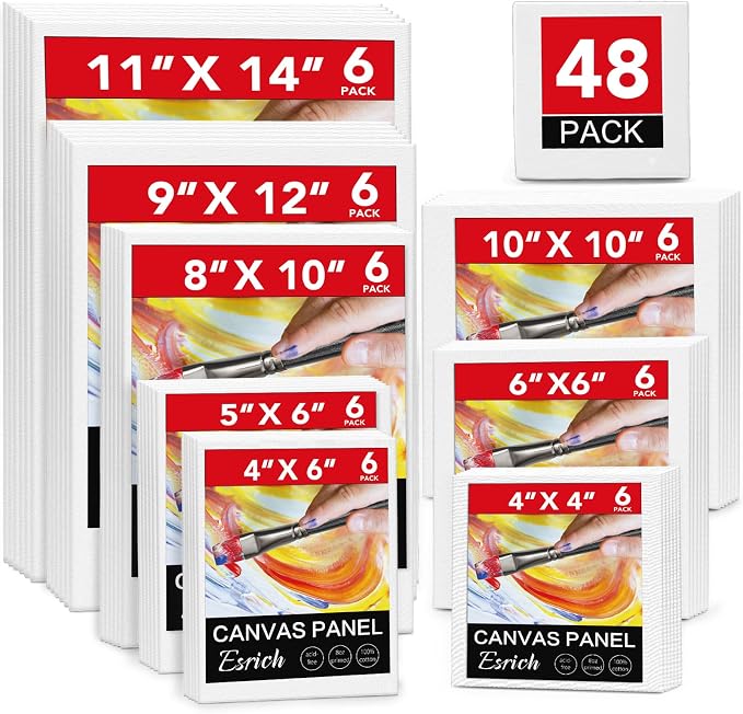 ESRICH 48 Pack Canvas Boards for Painting, 11x14 Canvas for Painting, Cotton by ESRICH
