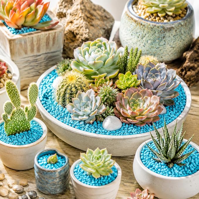 Blue Succulent and Cacus Gravels, Fairy Garden Mini Rocks, 0.88 LB, 3-5mm | - Image 3