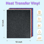 13 Pcs DUEUIOE Glitter HTV Heat Transfer Vinyl 12x10 Inch - Image 3
