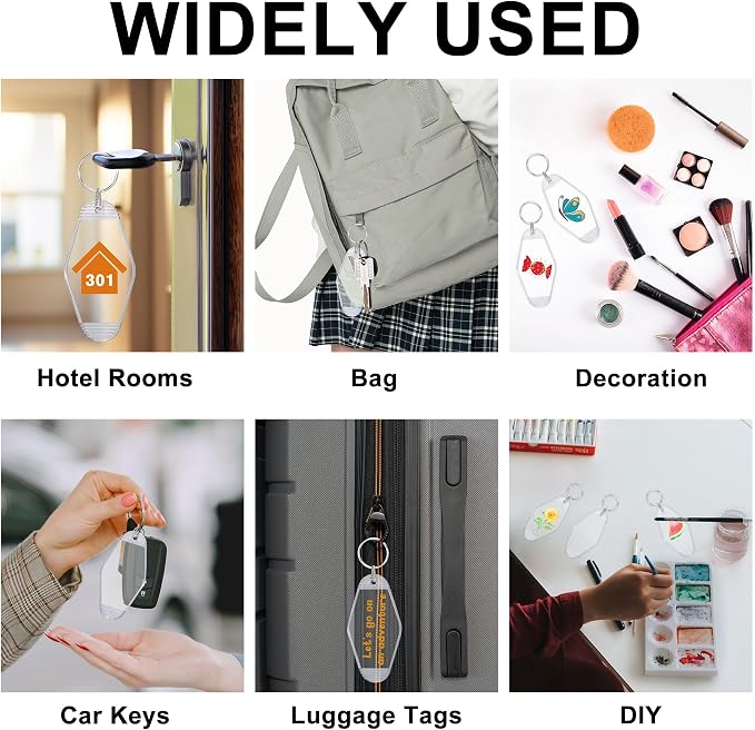 Yoption 50pcs Blank Motel Keychain Bulk - Image 5