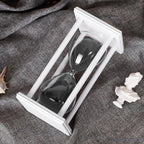 BELLAWARE Hourglass Timer with Black Sand, 60 Minute White Wood Sand Timer | - Image 3