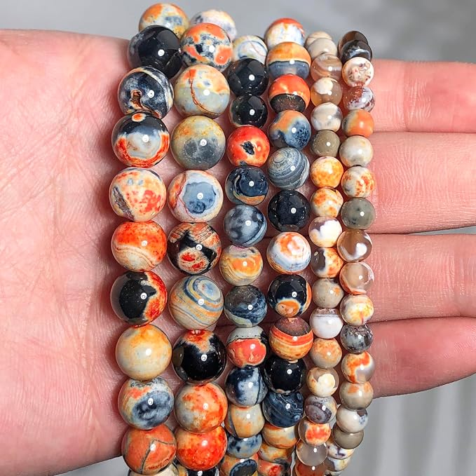 35pcs Round Loose Red Fire Agate Beads - Image 5