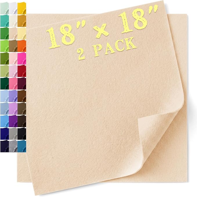 Felt Fabric Sheet 18 x 18 Inch, 1.6mm Thick | Soft and Flexible Nonwoven by MIGLORIA
