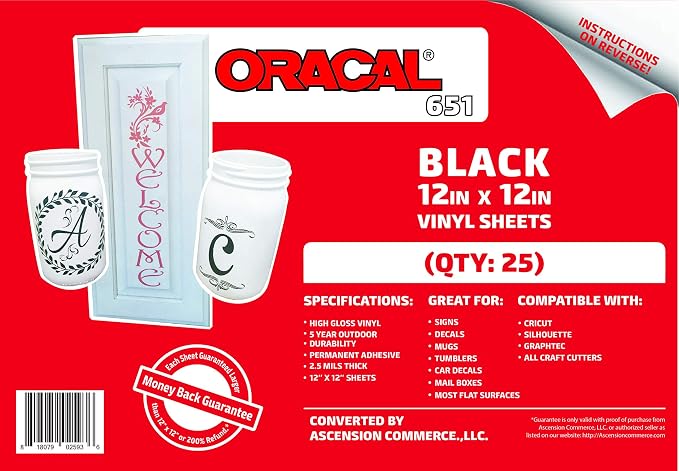 Oracal 651 Black Adhesive Craft Vinyl - Image 2