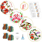 Zhenqing 4 Bird Circle Cross Stitch Kit 11CT Pre-Printed Floral Bird Embroidery - Image 11