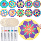 Vercraft 22 Pcs Wooden Mandala Painting Set 10 Mandala Unfinished Wood Cutouts by Vercraft