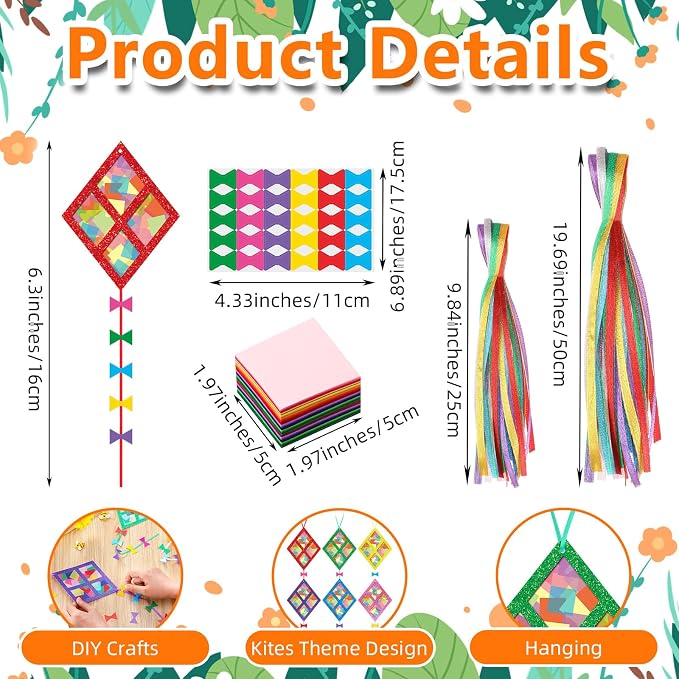 24 Sets Kites Craft DIY Kites Tissue Paper Craft Kits Summer Party Supplies DIY - Image 2