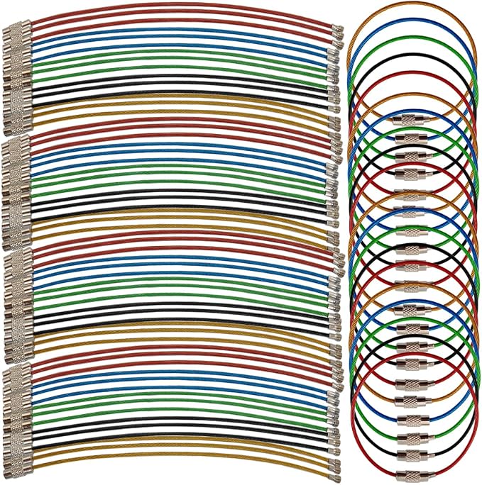 ROYHOO 50PCS 5.9" Steel Wire Keychain, Colored Nylon Coated Stainless Steel by Unknown