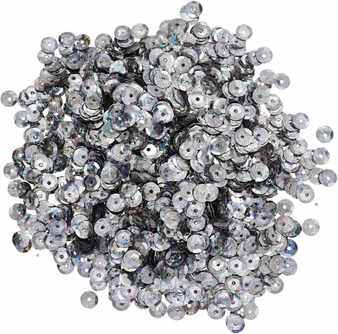 Mandala Crafts 6mm Cup Holographic Pewter Sequins - Image 2