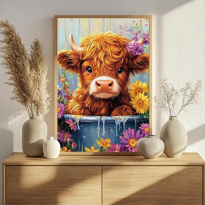 Cow Paint by Numbers for Adult, Highland Cow Paint by Numbers Kit for Adults - Image 2