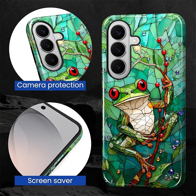 for Samsung Galaxy S26+ Case, Frog Stained Glass Pattern Glossy 2 in 1 - Image 5