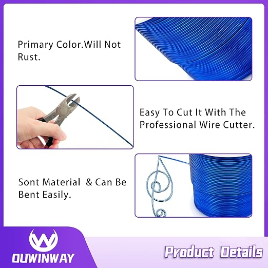 16Gauge Blue Aluminum Crafts Wire 154FT, - Image 3