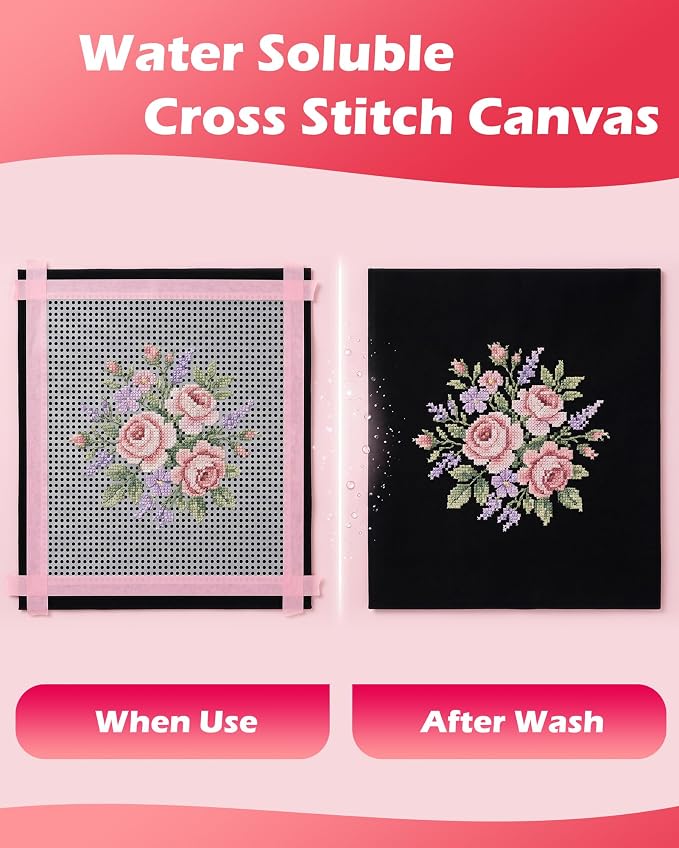 Zplontya 5 Pack Water Soluble Cross Stitch Canvas – 14 Count Embroidery - Image 5