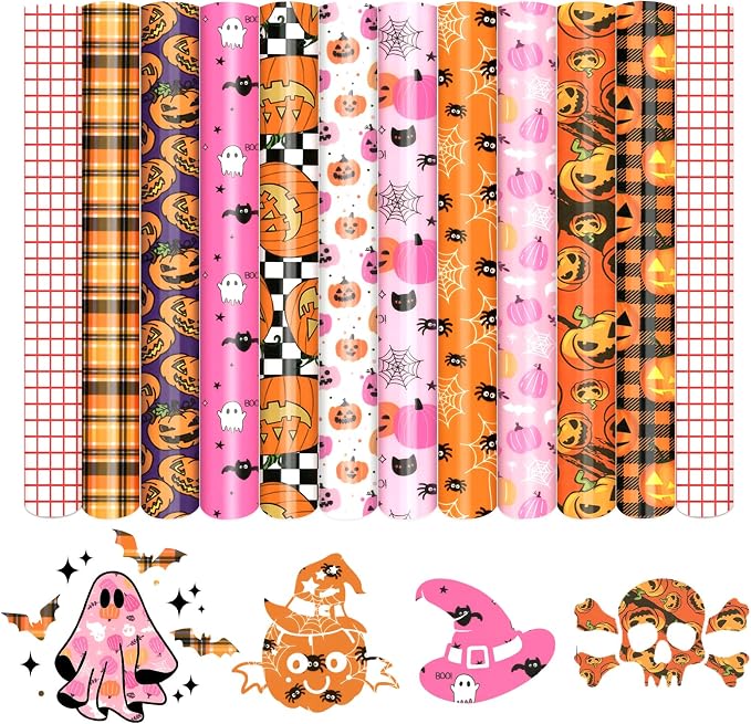 HTVSTD Halloween Permanent Adhesive Vinyl, 10 Sheets of 12x10 inches Pink by CraftingEveryday