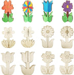 DIY 3D Flower Spring Wood Crafts to Paint, Spring Unfinished Wooden Slices by BENIMUS