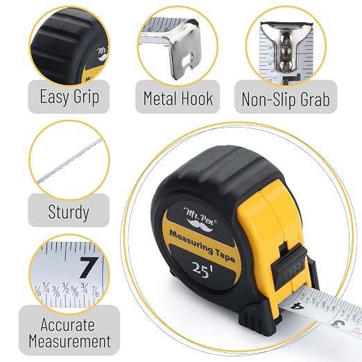 Mr. Pen- Retractable Tape Measure 25 ft, 2 Pack, Easy Read | Steel Retractable - Image 4