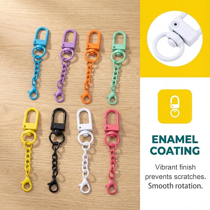 16 Pcs Metal Keychain Clip, Colorful Swivel Snap Hook - Image 7