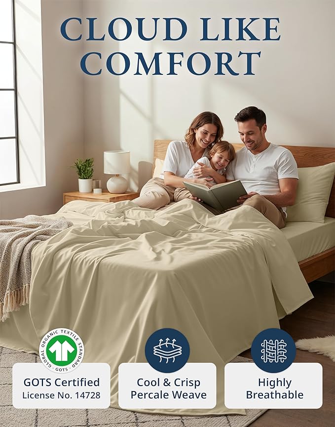 LANE LINEN Twin XL Sheets Set, 100% Mercerized Organic Cotton Twin XL Bed - Image 2