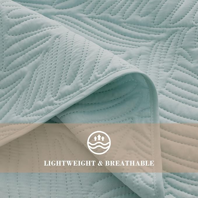 Exclusivo Mezcla California King Quilt Bedding Set, Lightweight Aqua Blue - Image 5