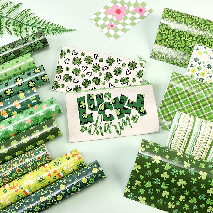 HTVSTD Four Leaf Clover Heat Transfer Vinyl 14pcs 12×10in Iron on Vinyl | St. - Image 5