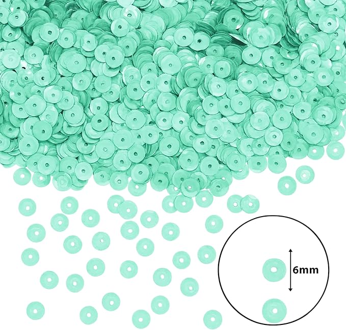 Mandala Crafts 6mm Flat Round Mint Sequins - Image 3