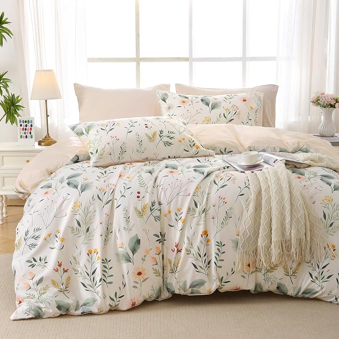 MUXHOMO Duvet Cover King Size, Reversible Floral Vintage Cover Set by MUXHOMO