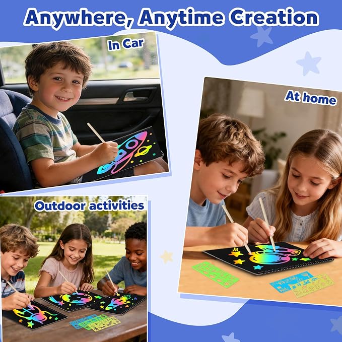 ZMLM Scratch Paper Art-Crafts Gift: 2 Pack Rainbow Notebooks Supplies Toys - Image 4