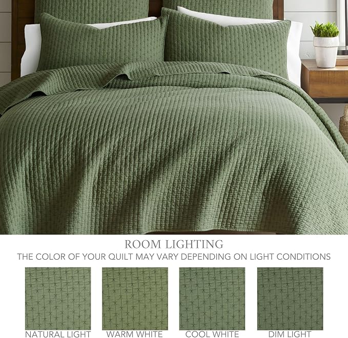 Levtex Home Cross Stitch Reversible King/Cal King Quilt Set and 2 Pillow Shams - Image 4