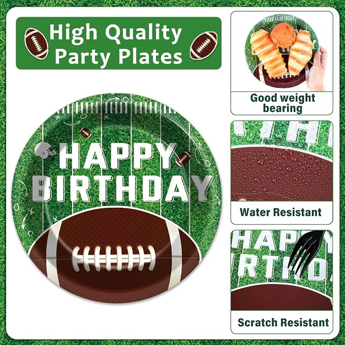 100 Pcs Football Party Supplies Set Football Birthday Plates and Napkins Sports - Image 3