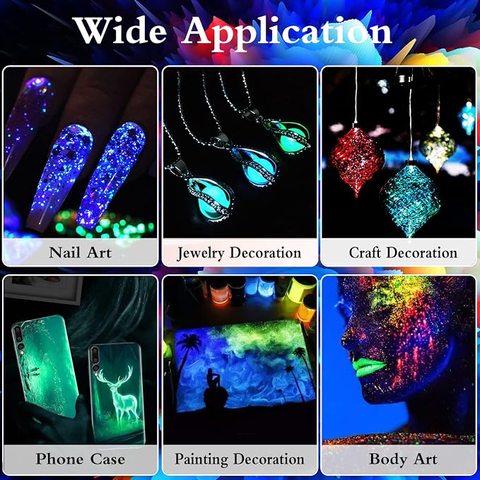 3 Box Glow in The Dark Crushed Glass Craft Glitter Fine - Image 3