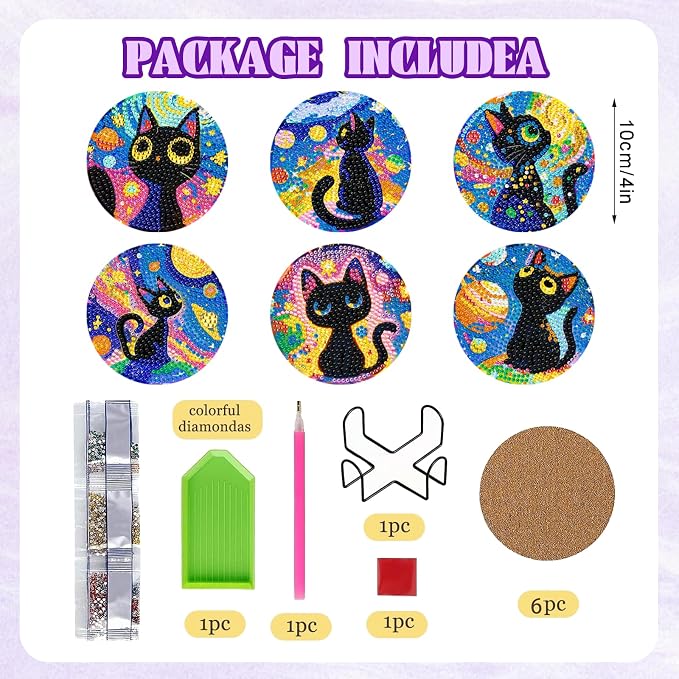 DOZEEZOP 6-Pack Diamond Art Coaster Kit - Image 2