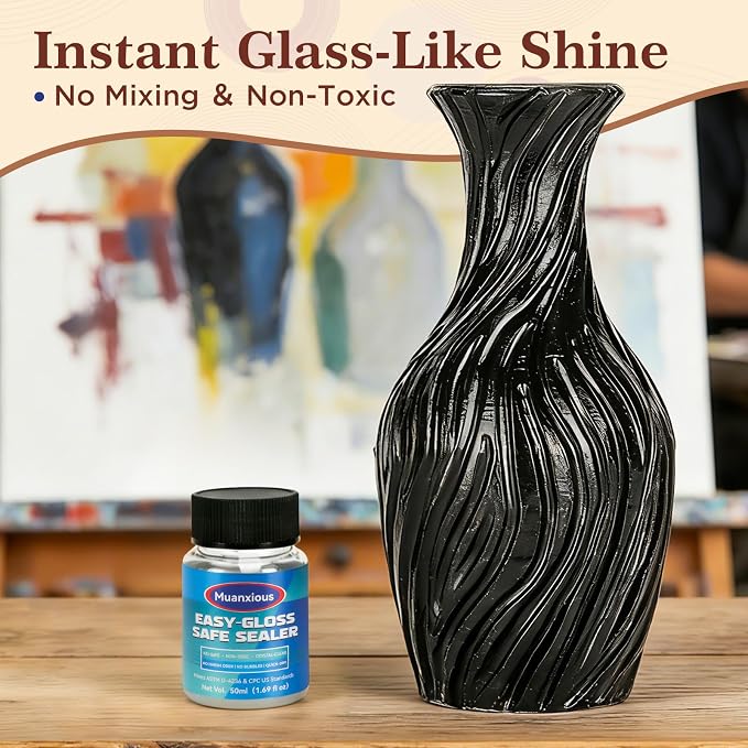 Muanxious Air Dry Clay Glaze — No-Tack High Gloss Waterproof Clear Varnish & - Image 2