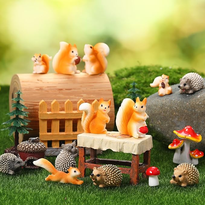 Fairy Garden Accessories, 34 Pieces Resin Squirrel Figures Miniature Garden - Image 6