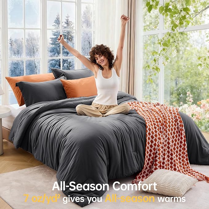MUXHOMO King Size Comforter Set, All Season Ultra Soft Down Alternative Bedding - Image 4