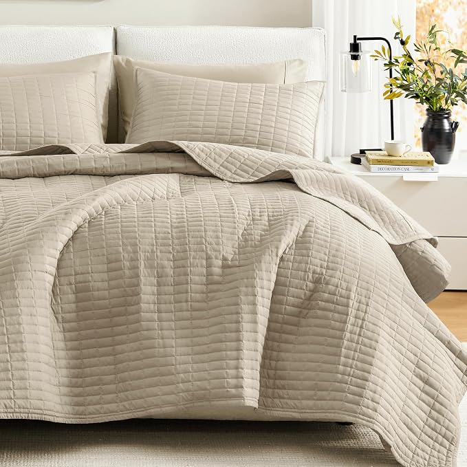 Comfort Spaces King Quilt Set Modern Reversible Plaid Coverlet King Bedding Set by ComfortSpaces