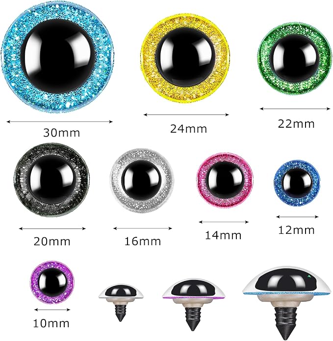 160pcs Large Safety Eyes for Amigurumi Glitter Eye for Stuffed Animals for DIY - Image 2