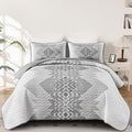 Dintszyayue Grey Quilt Set Queen Size 3 Pieces Boho Aztec Quilt Set Queen Gray by Dintszyayue