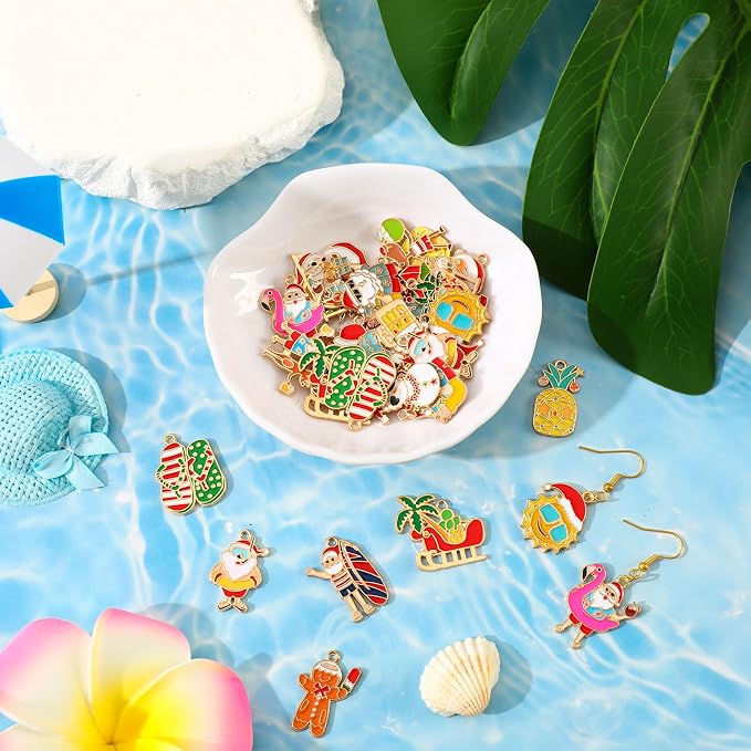 MARFOREVER 40 Pcs/20 Pairs July Christmas Charms Summer Christmas Charms | - Image 4