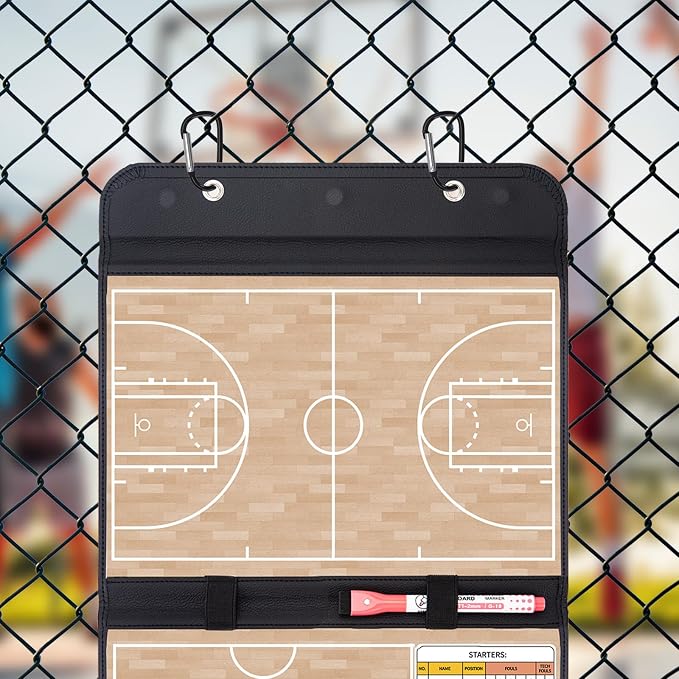 WISYOK Basketball Lineup Board, Foldable | 48 Cards, 2 Markers, Leather Covered - Image 4