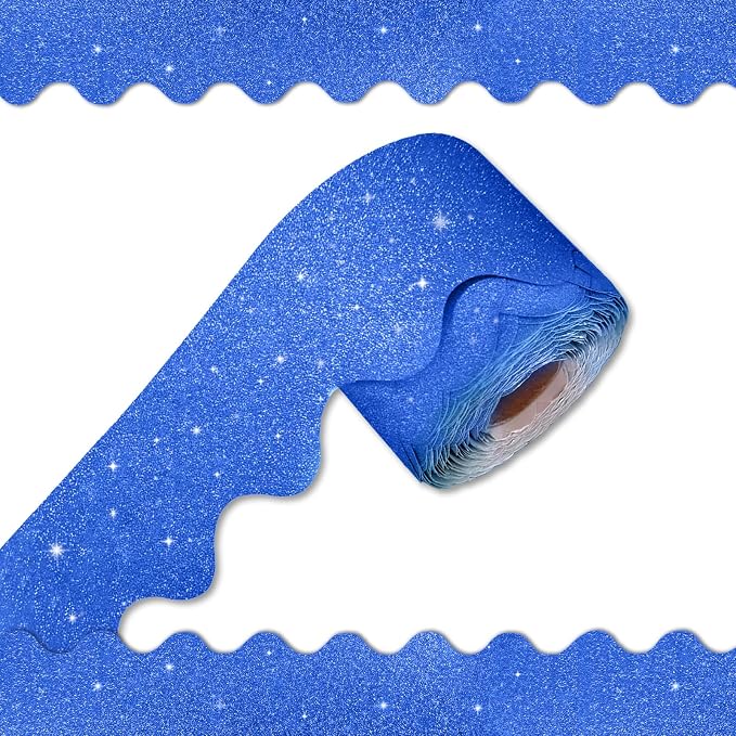 70Ft Shine Deep Blue Bulletin Board Borders，Scalloped Poster Boards Decorations by Unknown