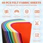 60pcs 15" × 12" 2mm Thick Soft Felt Fabric Sheet 60 Assorted Dark Series Colors - Image 3