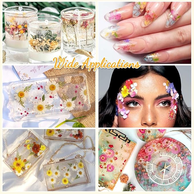 124 Pcs Dried Pressed Flowers for Resin Crafts, Real Pressed Wildflowers - Image 3