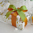 HUIHUANG 2.5 inch Moss Green and Orange Wired Satin Ribbon Double Face Wire - Image 4