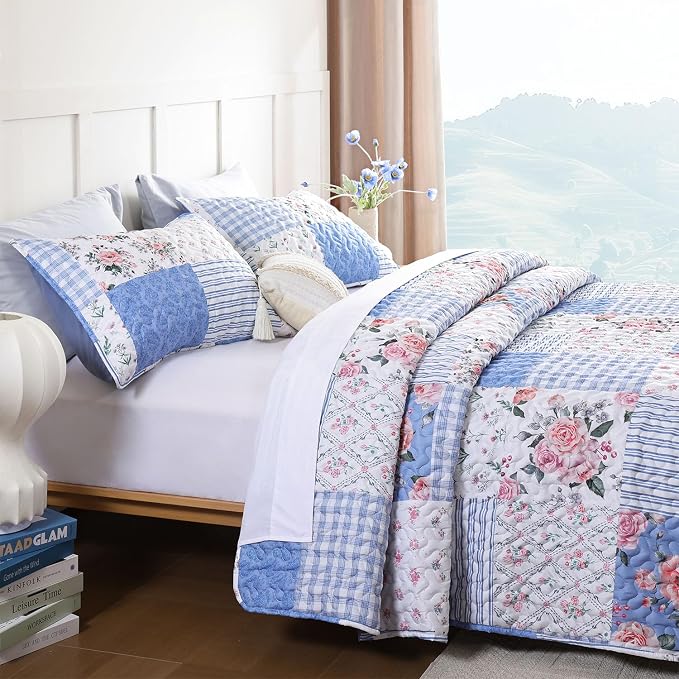 YIKUSH Quilt Sets Queen Size Floral Quilt Set 3 Pieces Bedding Set Bedspreads - Image 2